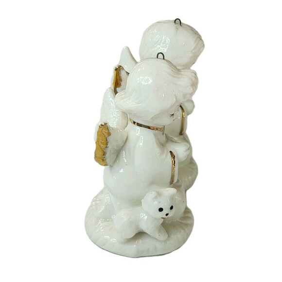 Napco Vintage Miniature Praying Angel Figurines Boy & Girl with Kitten & Lamb - Picture 4 of 9